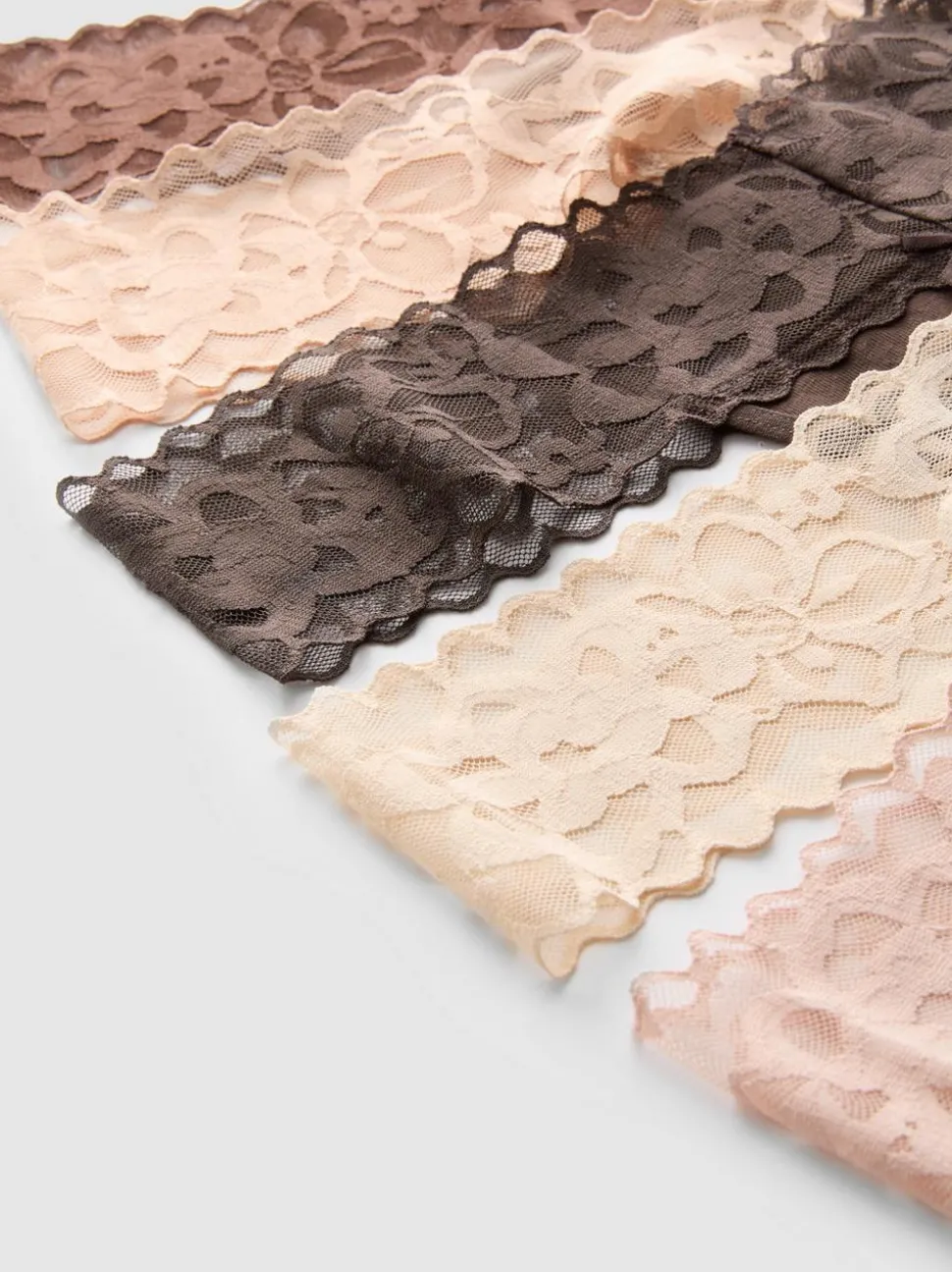 Spitzen-Bandeau-Tangas aus reiner Baumwolle, 5er-Pack