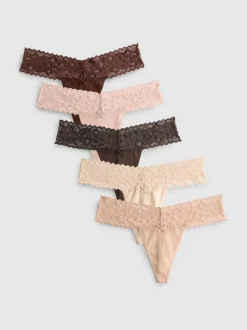 Spitzen-Bandeau-Tangas aus reiner Baumwolle, 5er-Pack