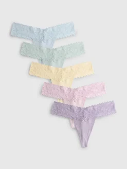 Spitzen-Bandeau-Tangas aus reiner Baumwolle, 5er-Pack