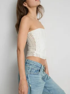 Spitzen-Bandeau-Top aus Baumwollmischung