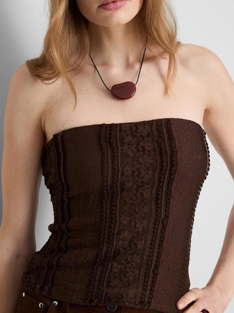 Spitzen-Bandeau-Top aus Baumwollmischung