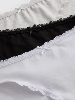 Spitzen-Bikinislips mit hohem Baumwollanteil, 3er-Pack