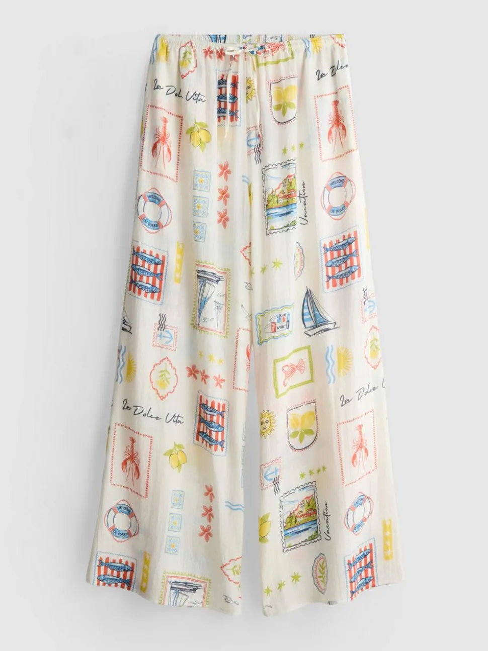 Strandhose mit weitem Bein und Muster