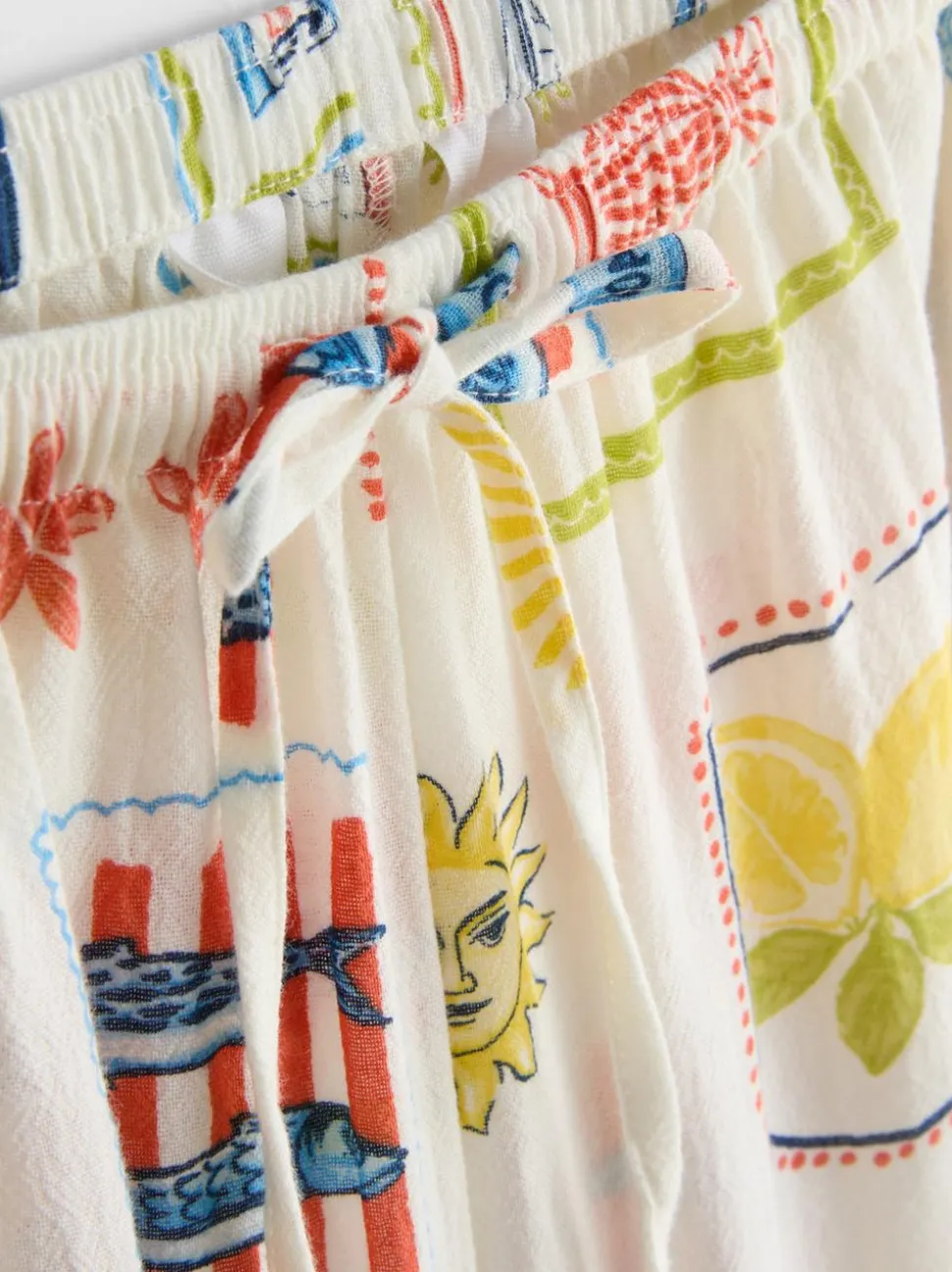 Strandhose mit weitem Bein und Muster