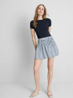 Stretch-T-Shirt aus Baumwolle mit Rundhalsausschnitt