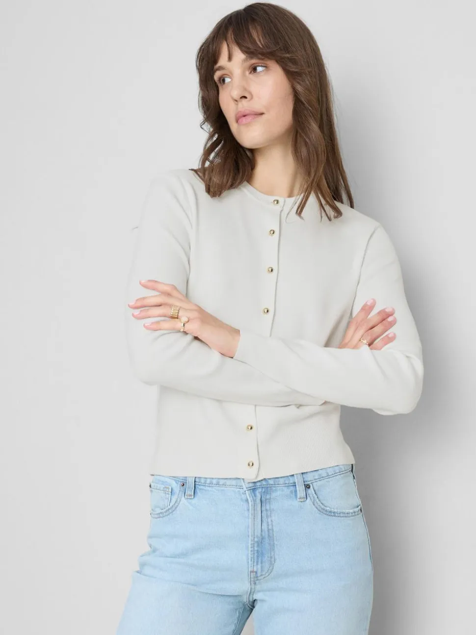 Strickjacke mit Metallic-Knöpfen