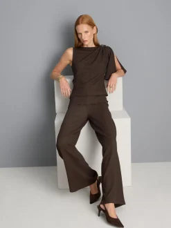 Strukturierte, ausgestellte Leggings mit Umschlag