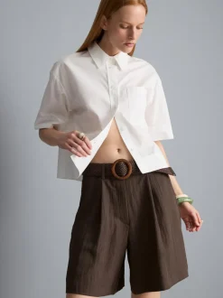 Strukturierte Bermudashorts mit Gürtel