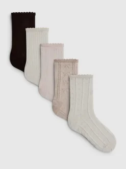 Strukturierte Crewsocken, 5er-Pack
