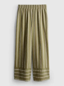 Strukturierte, gestreifte Hose mit weitem Bein
