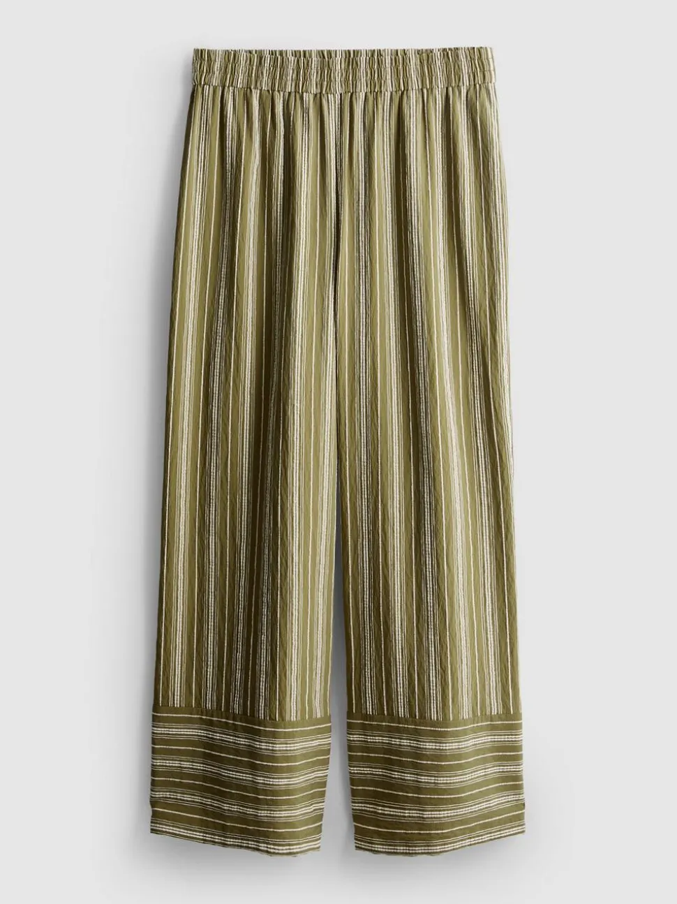 Strukturierte, gestreifte Hose mit weitem Bein