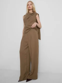 Strukturierte Hose mit weitem Bein
