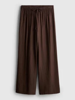 Strukturierte Hose mit weitem Bein und Kordelzug