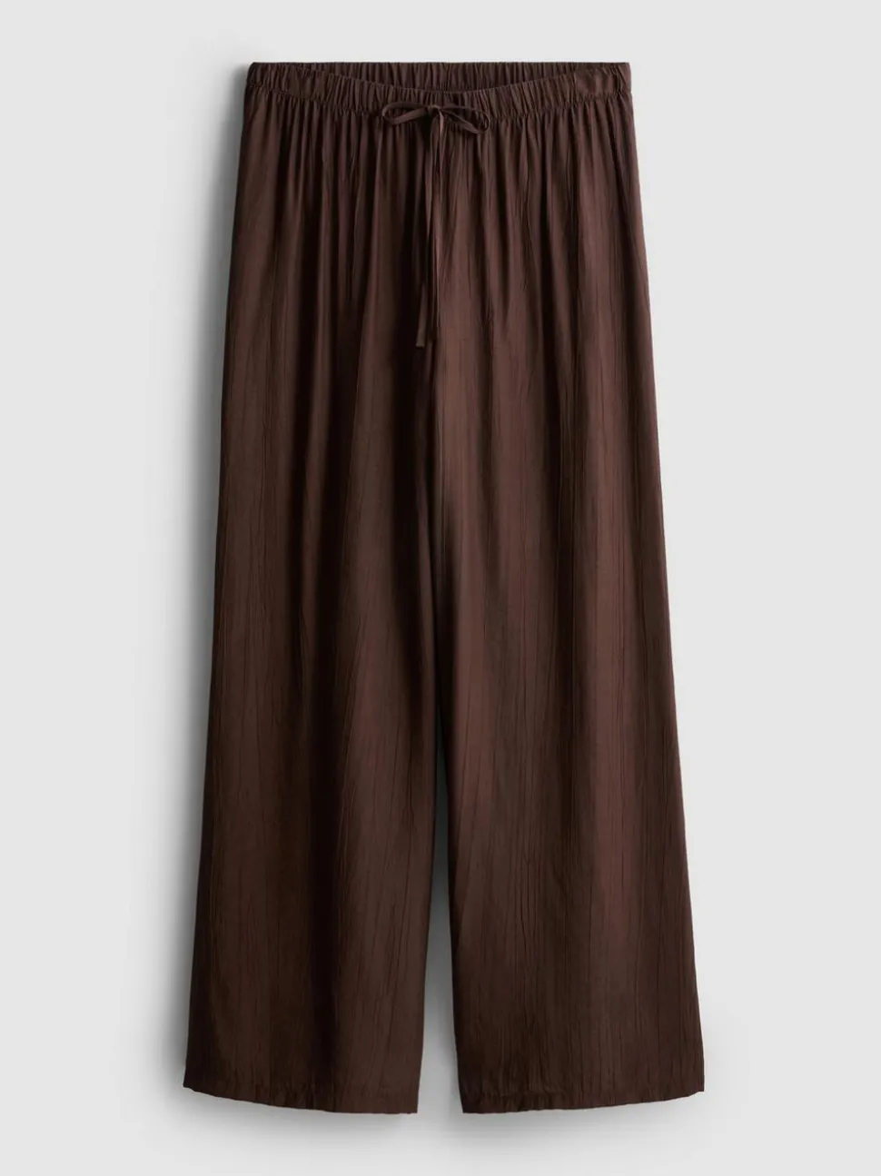 Strukturierte Hose mit weitem Bein und Kordelzug