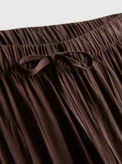 Strukturierte Hose mit weitem Bein und Kordelzug