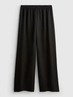 Strukturierte Satinhose mit geradem Bein