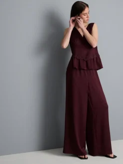 Strukturierte Satinhose mit geradem Bein