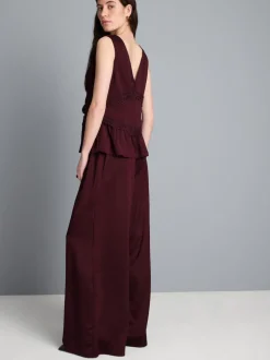 Strukturierte Satinhose mit geradem Bein