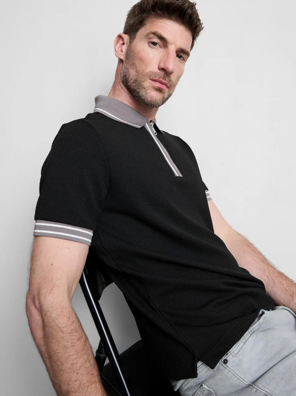 Strukturiertes Poloshirt