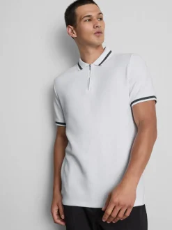 Strukturiertes Poloshirt mit Reißverschluss