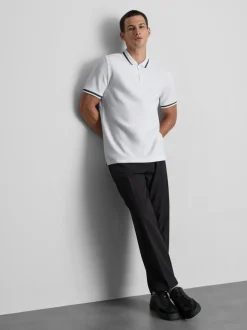 Strukturiertes Poloshirt mit Reißverschluss