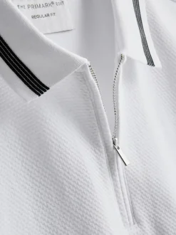 Strukturiertes Poloshirt mit Reißverschluss