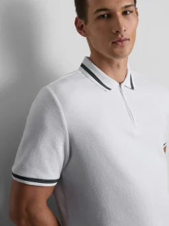 Strukturiertes Poloshirt mit Reißverschluss