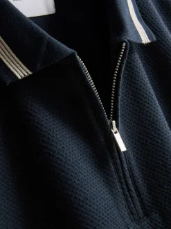Strukturiertes Poloshirt mit Reißverschluss
