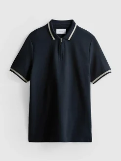 Strukturiertes Poloshirt mit Reißverschluss