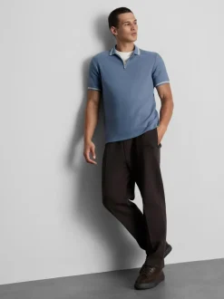 Strukturiertes Poloshirt mit Reißverschluss