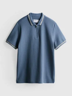 Strukturiertes Poloshirt mit Reißverschluss