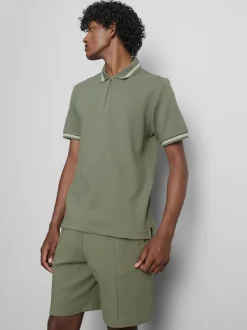 Strukturiertes Poloshirt mit Reißverschluss