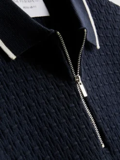Strukturiertes „The Edit“ Poloshirt mit Reißverschluss