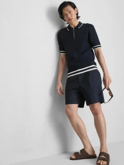 Strukturiertes „The Edit“ Poloshirt mit Reißverschluss