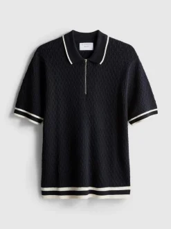 Strukturiertes „The Edit“ Poloshirt mit Reißverschluss