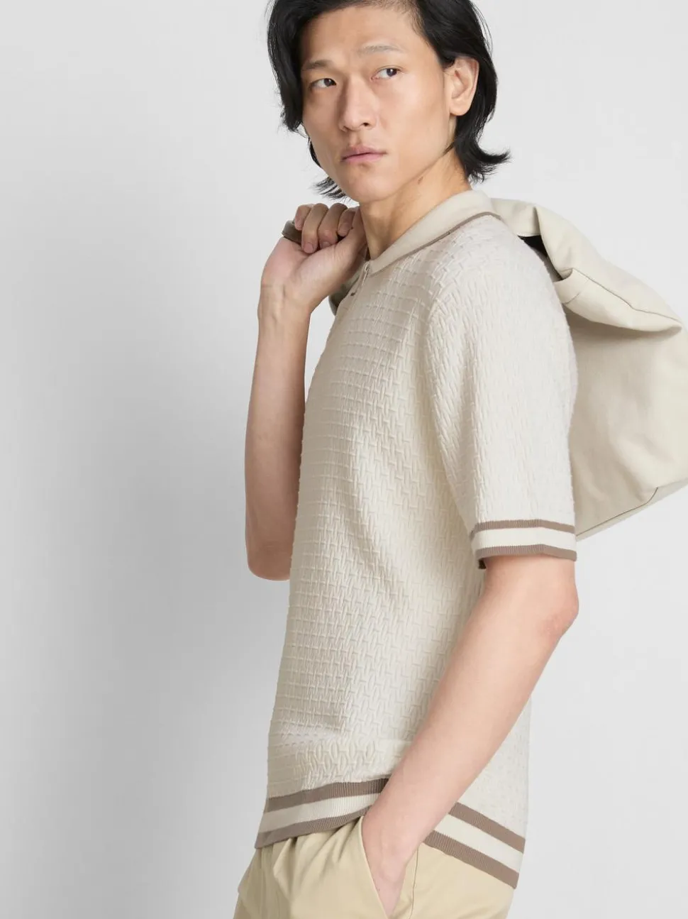 Strukturiertes „The Edit“ Poloshirt mit Reißverschluss