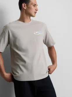 Strukturiertes T-Shirt mit Logo-Grafik