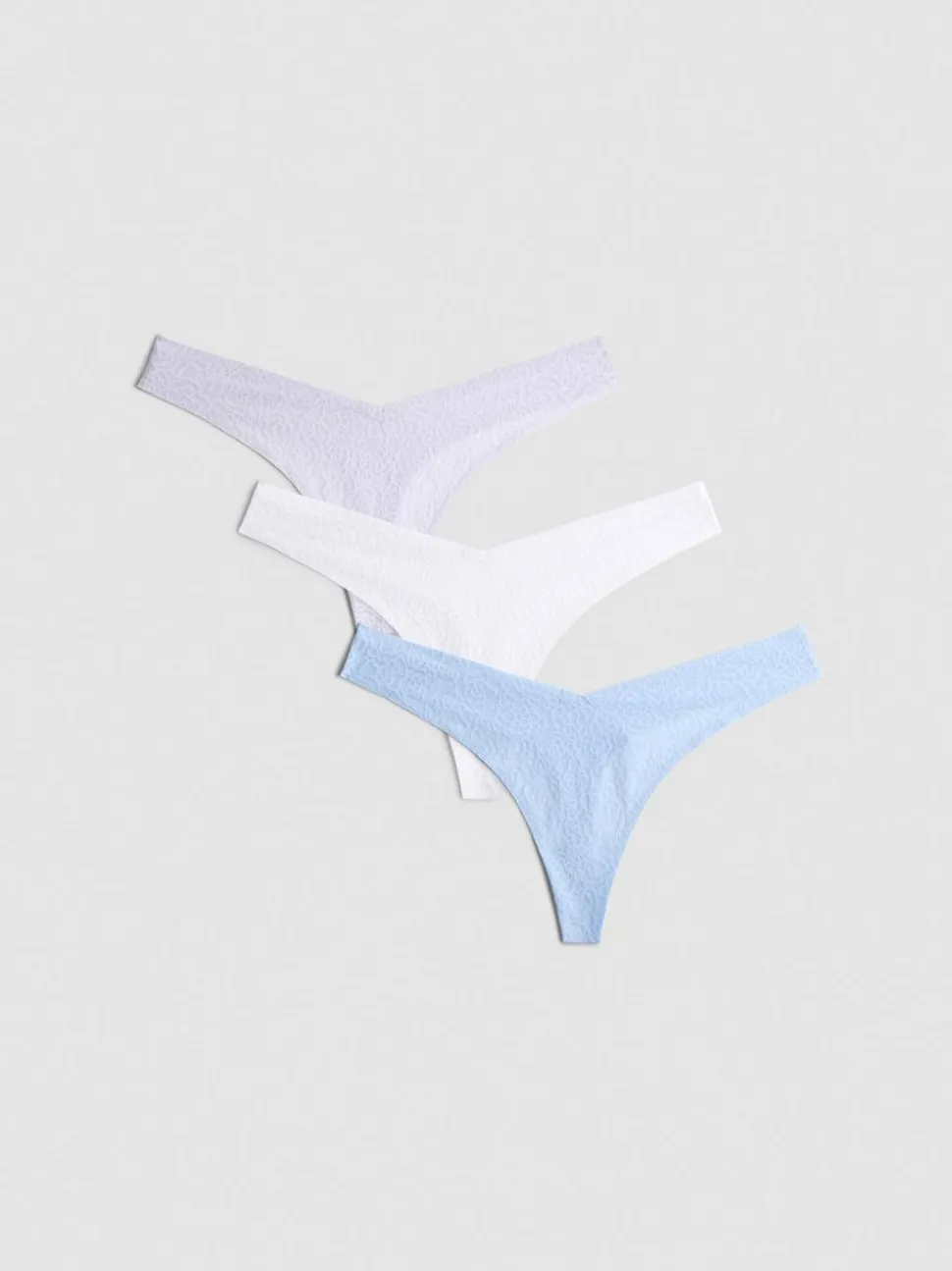 Strukturierte Tangas mit hohem Beinschnitt, 3er-Pack