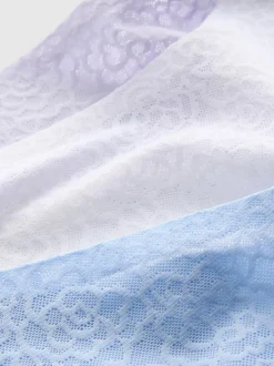 Strukturierte Tangas mit hohem Beinschnitt, 3er-Pack