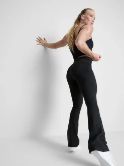 Stützende Active-Leggings mit hohem Bund und ausgestelltem Bein