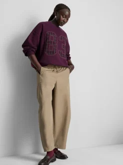 Sweatshirt aus Baumwollmischung mit karierter 83-Stickerei