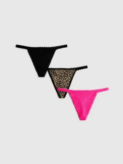 Tangas mit Spitzenbesatz, 3er-Pack