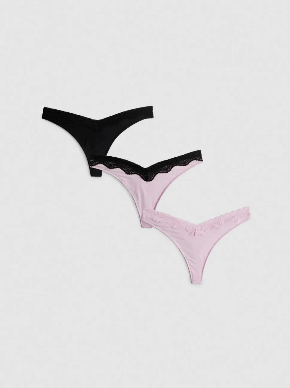 Tangas mit Spitzenbesatz, 3er-Pack