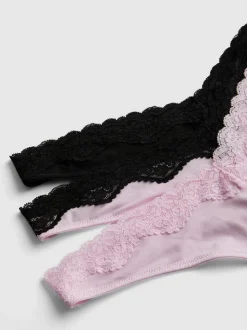 Tangas mit Spitzenbesatz, 3er-Pack