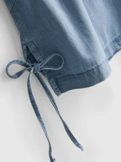 Tanktop aus Baumwoll-Denim mit seitlichen Bindebändern