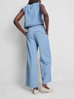 Tanktop aus Baumwoll-Denim mit seitlichen Bindebändern