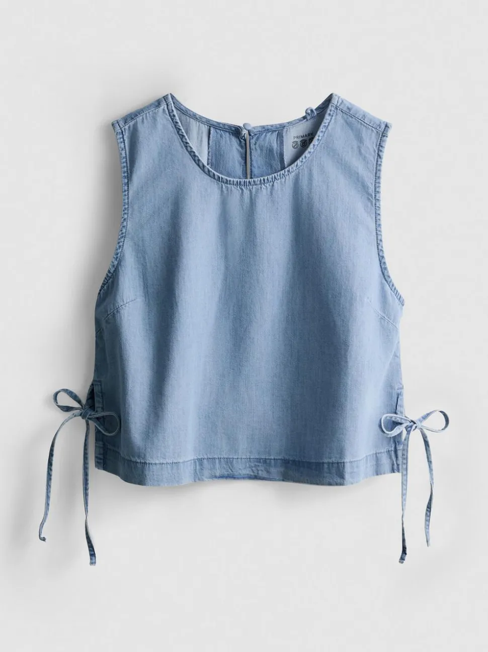 Tanktop aus Baumwoll-Denim mit seitlichen Bindebändern