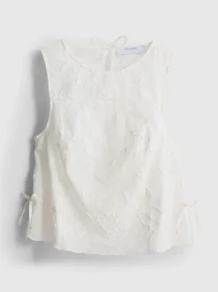 Tanktop mit Blumenstickerei zum Binden
