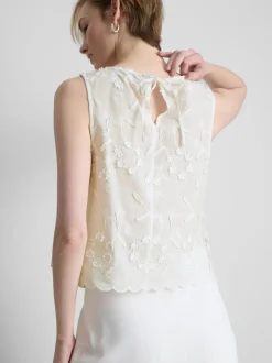 Tanktop mit Blumenstickerei zum Binden