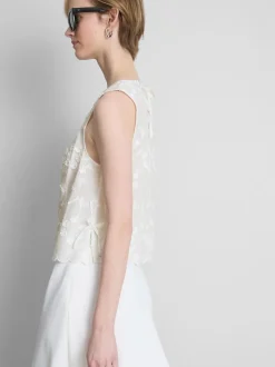 Tanktop mit Blumenstickerei zum Binden